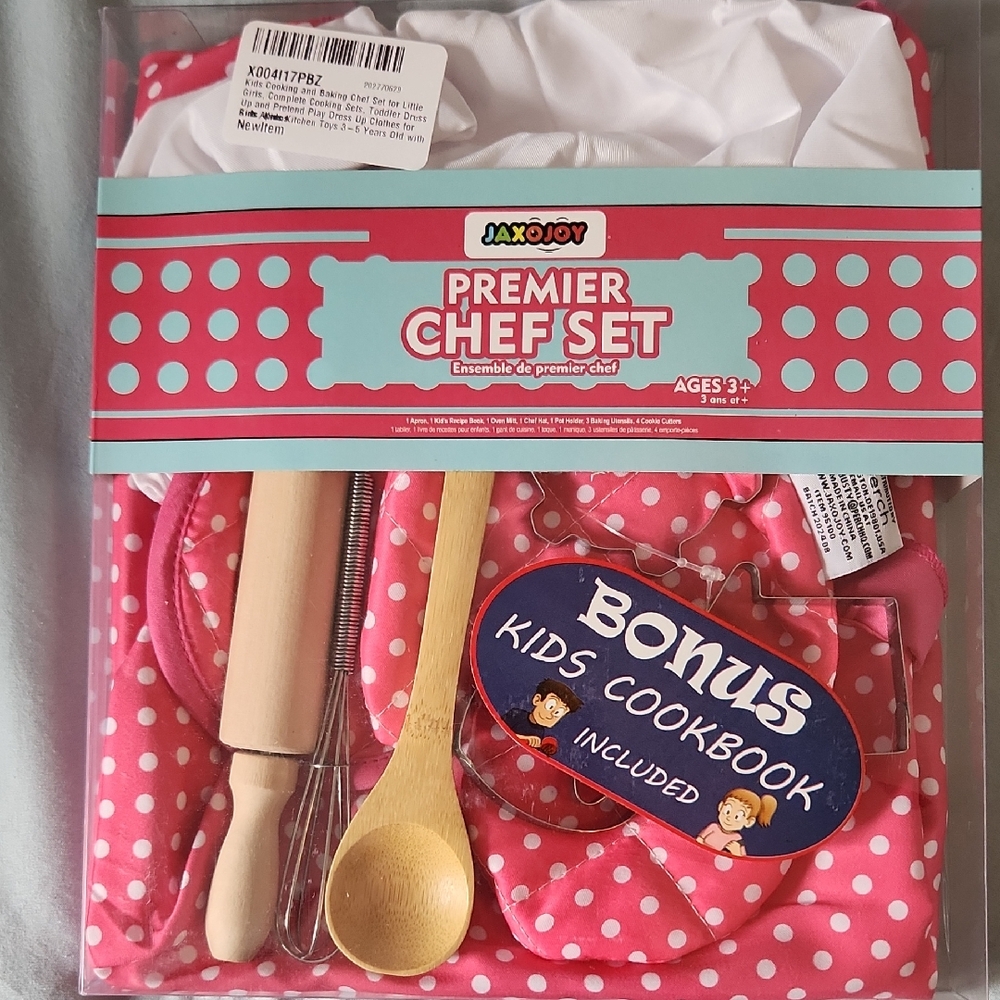 Kids Premier Chef Set- Cooking Kit, Includes Apron, Hat, Utensils, CookBook+more